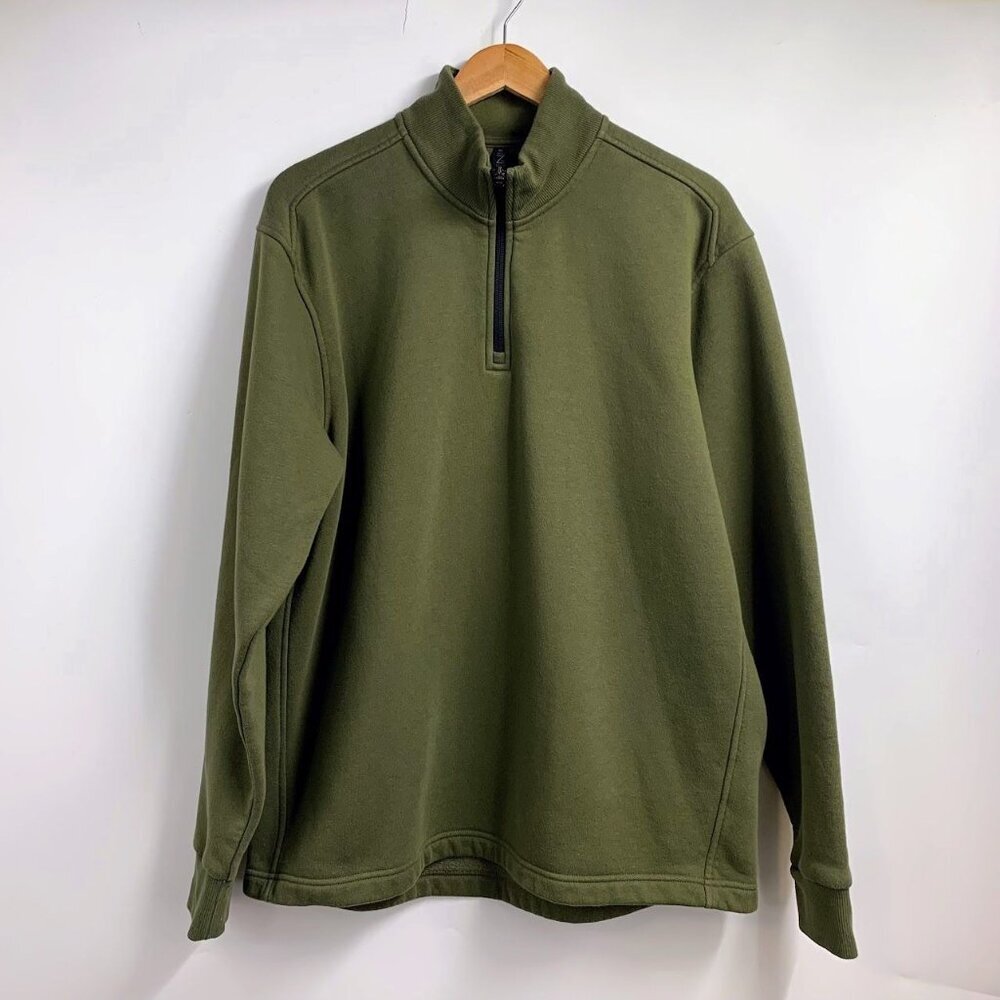 Zella Men's Restore Soft Quarter Zip Long Sleeve Cotton Pullover Size XL